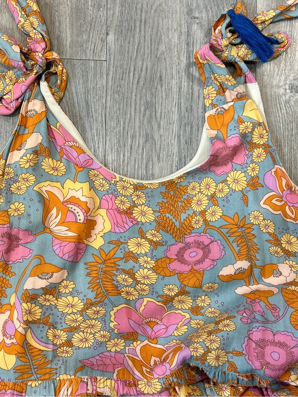 THML Blue Floral Maxi Dress with Pink & Orange Accents - Picture 5 of 8